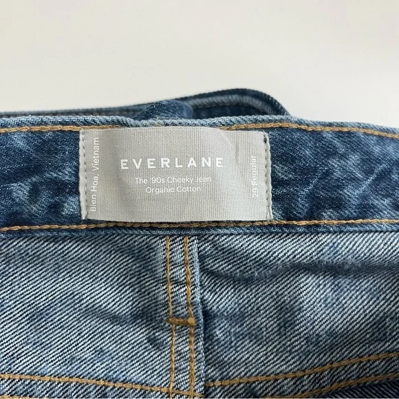 Everlane 90s Cheeky Jean High Rise 29R Dark Painterly Strokes‎ Button Fly NWT - Picture 5 of 5